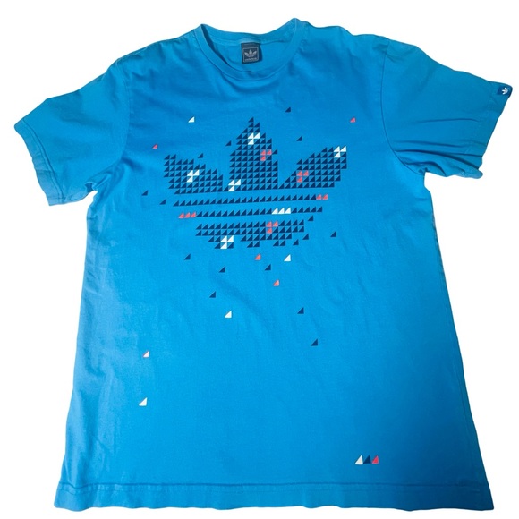 Adidas Originals Three Stripes Triangle Pixel Tee Sz Lg Trefoil Classics VTG 09 - Picture 1 of 12